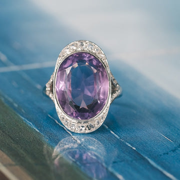 Art Deco Amethyst Cocktail Ring - Lost Owl Jewelry