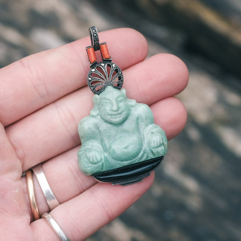 Art Deco Buddha Pendant - Lost Owl Jewelry