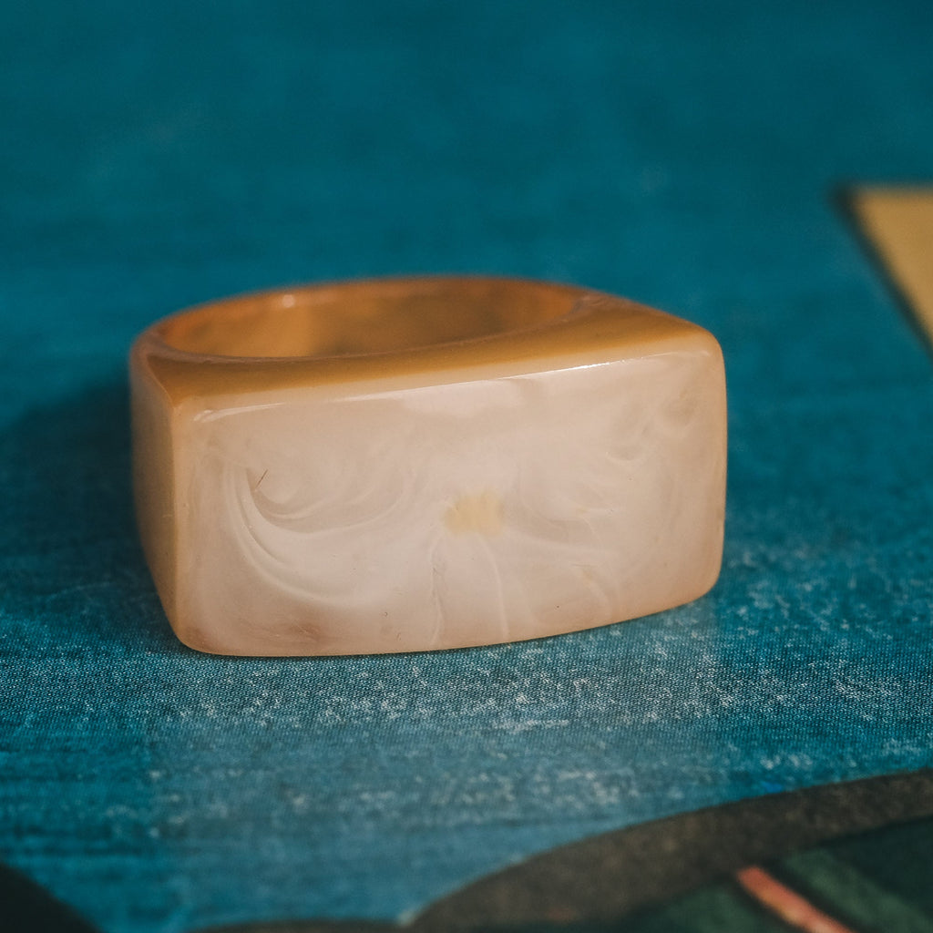 Art Deco Butterscotch Bakelite Ring - Lost Owl Jewelry