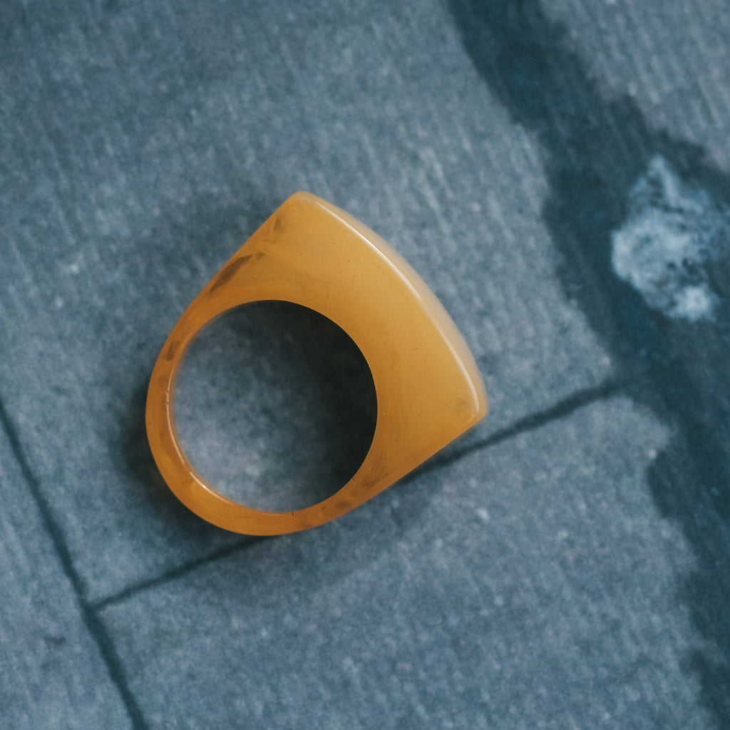 Art Deco Butterscotch Bakelite Ring - Lost Owl Jewelry
