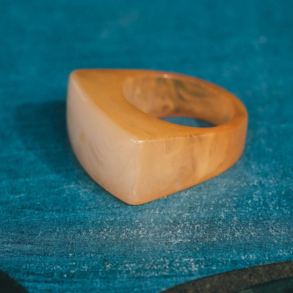 Art Deco Butterscotch Bakelite Ring - Lost Owl Jewelry