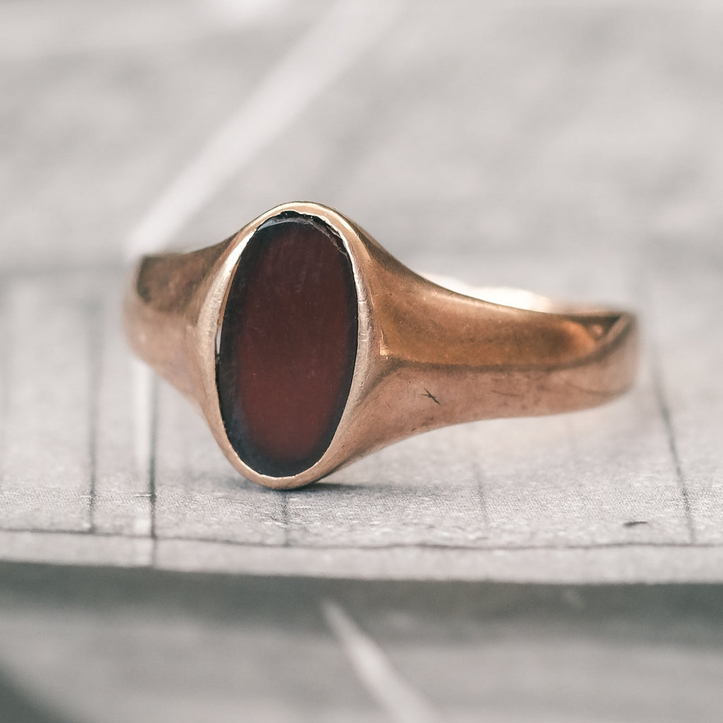 Art Deco Carnelian Signet Ring - Lost Owl Jewelry