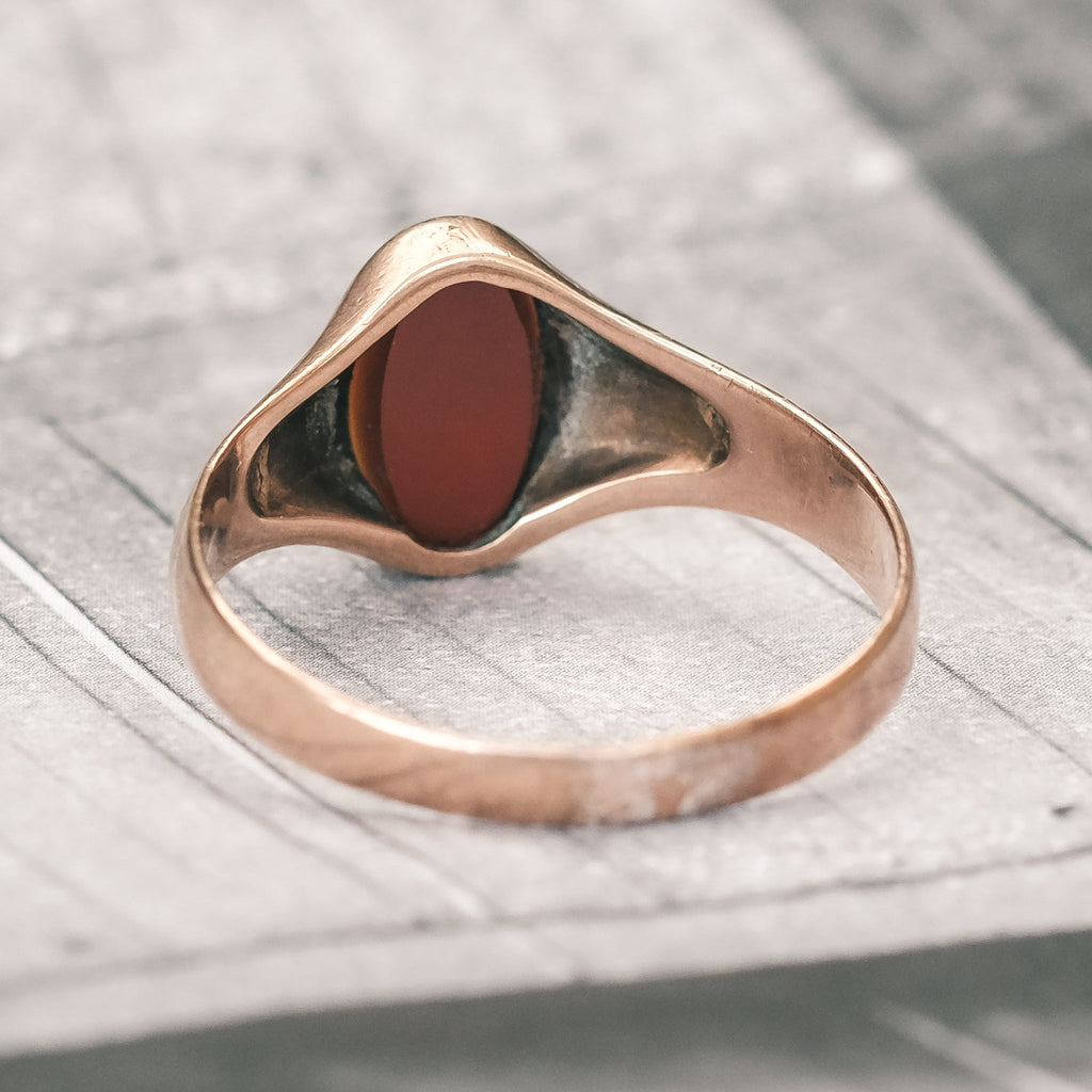 Art Deco Carnelian Signet Ring - Lost Owl Jewelry