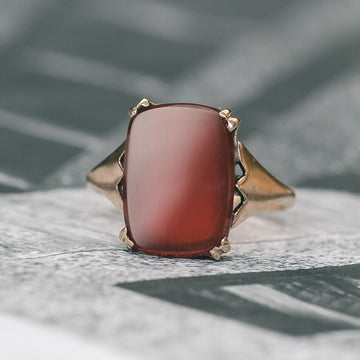 Art Deco Carnelian Signet Ring - Lost Owl Jewelry