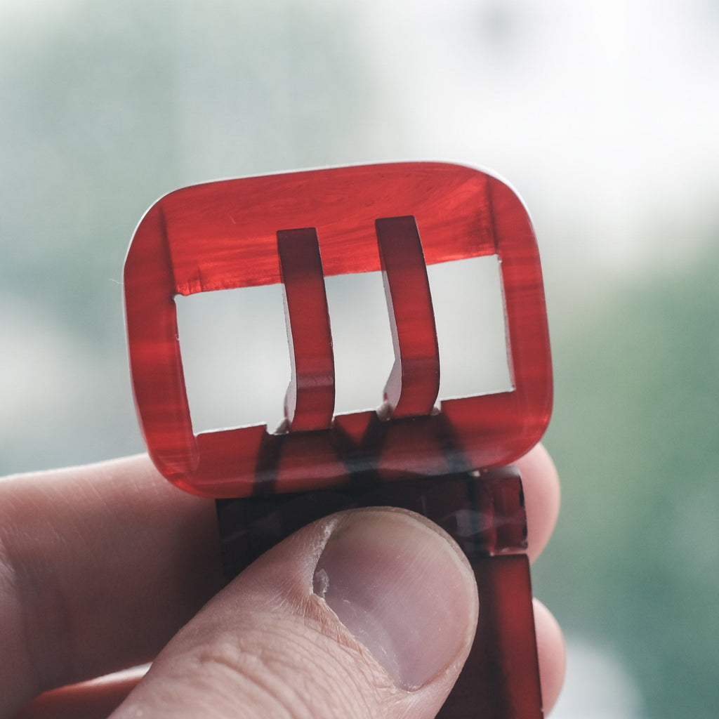 Art Deco Cherry Amber Buckle Bracelet - Lost Owl Jewelry