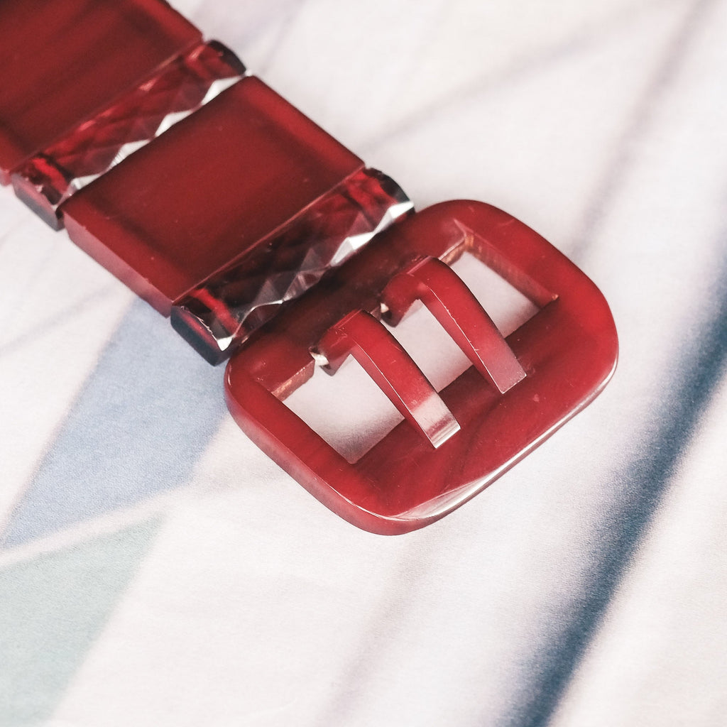 Art Deco Cherry Amber Buckle Bracelet - Lost Owl Jewelry