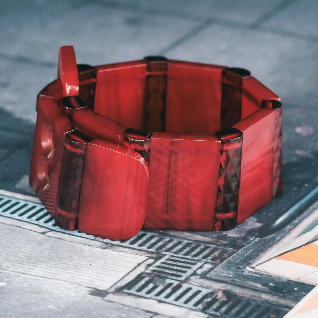 Art Deco Cherry Amber Buckle Bracelet - Lost Owl Jewelry