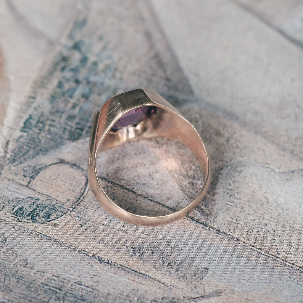 Art Deco Colour - Change Sapphire Signet Ring - Lost Owl Jewelry