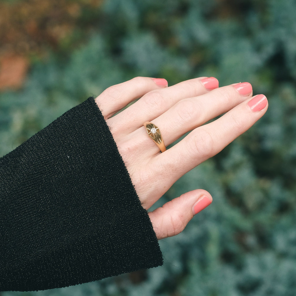 Art Deco Diamond Belcher Ring - Lost Owl Jewelry