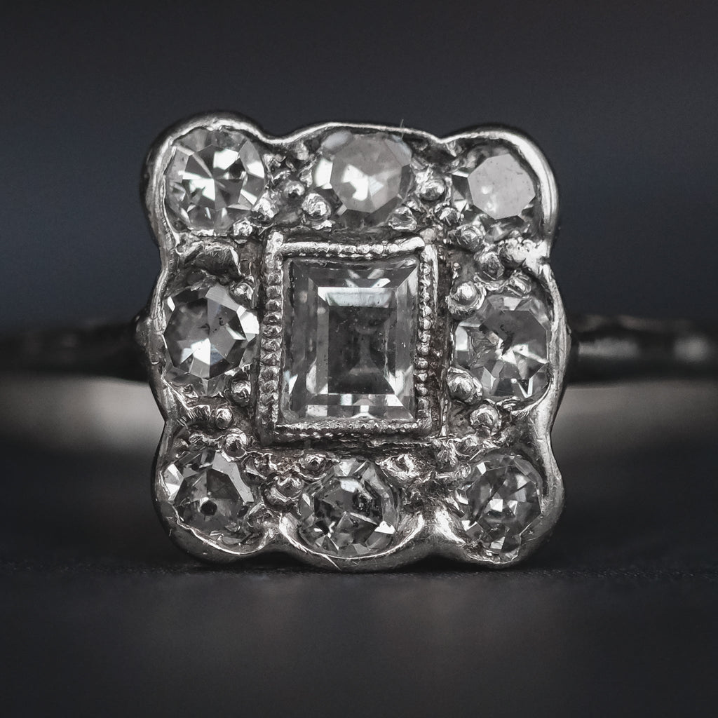 Art Deco Diamond Picture Frame Ring - Lost Owl Jewelry