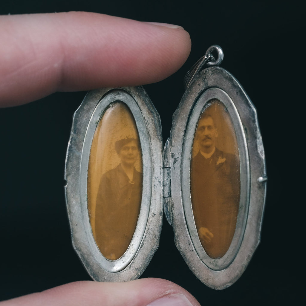 Art Deco Enamel Rose Locket - Lost Owl Jewelry