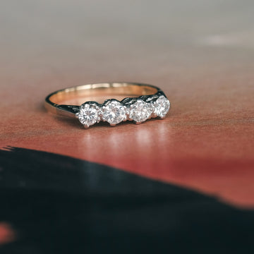 Art Deco Four - Stone Diamond Ring - Lost Owl Jewelry