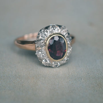 Art Deco Garnet Cluster Ring - Lost Owl Jewelry