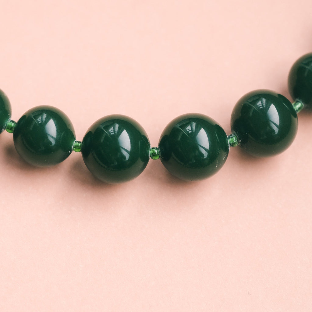 Art Deco Green Bead Necklace - Lost Owl Jewelry