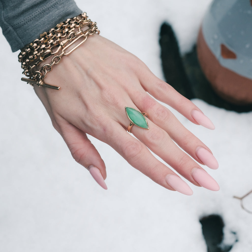 Art Deco Jade Marquise Ring - Lost Owl Jewelry