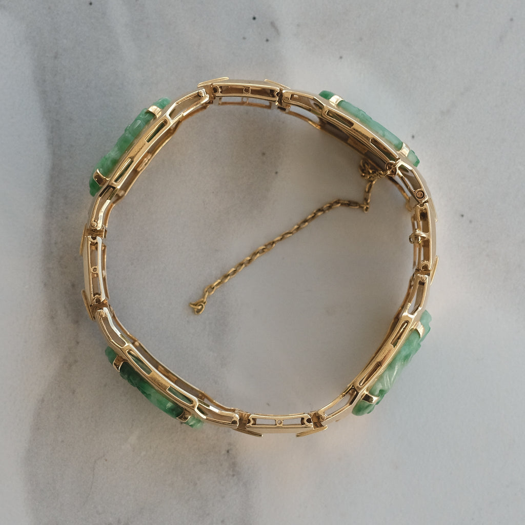 Art Deco Jade Panel Bracelet - Lost Owl Jewelry