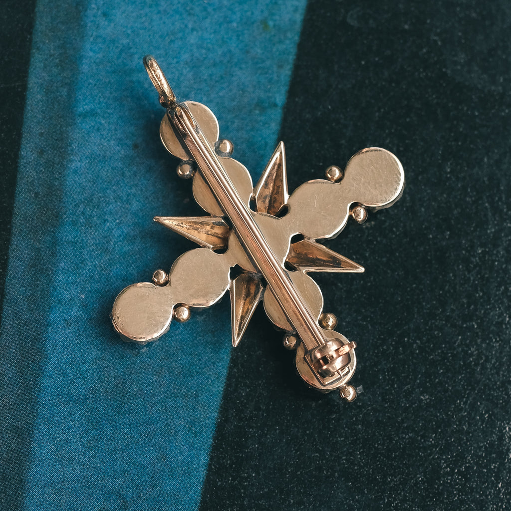 Art Deco Moonstone Cross Pendant - Lost Owl Jewelry