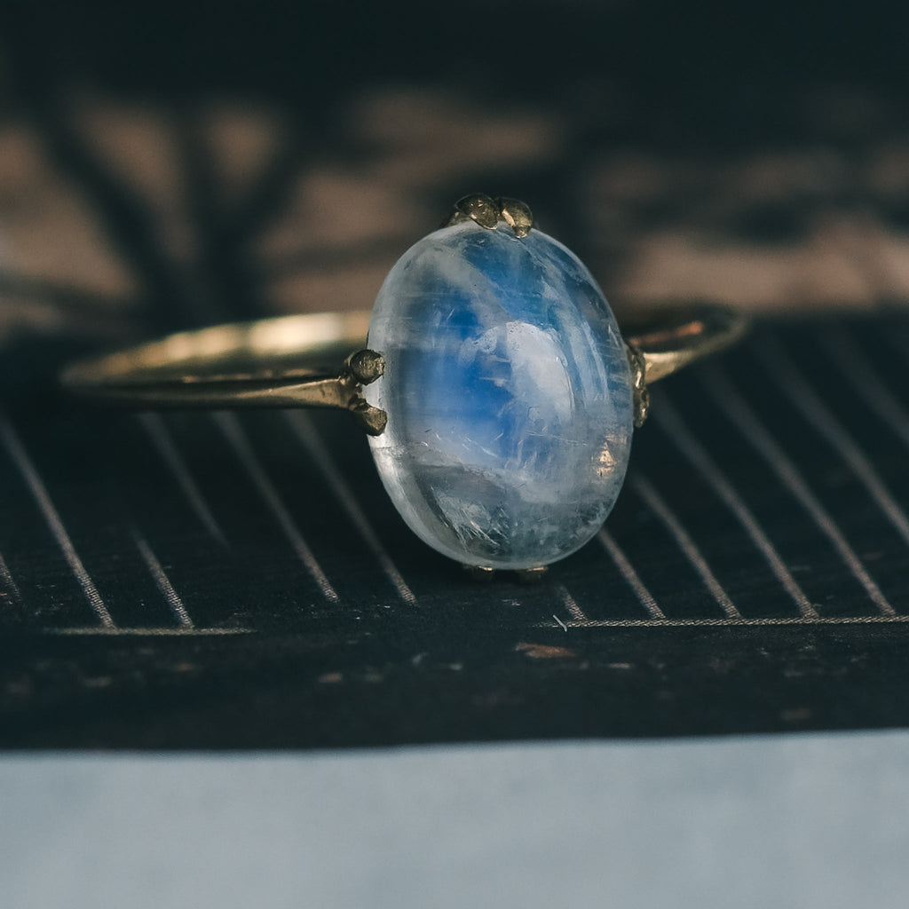 Art Deco Moonstone Ring - Lost Owl Jewelry