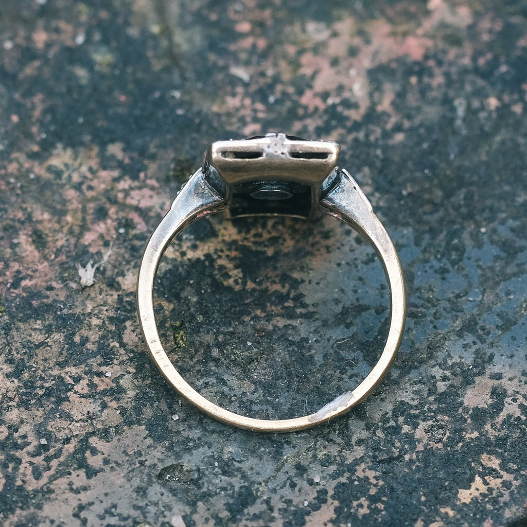 Art Deco Onyx Panel Ring - Lost Owl Jewelry