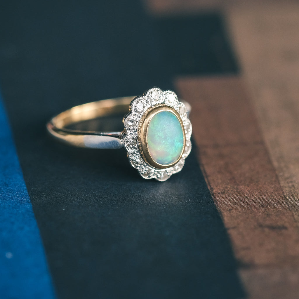 Art Deco Opal Cluster Ring - Lost Owl Jewelry