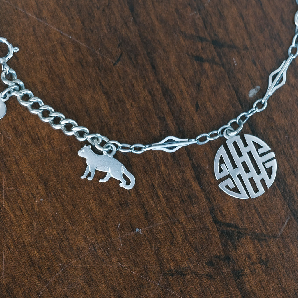 Art Deco Platinum Charm Bracelet - Lost Owl Jewelry