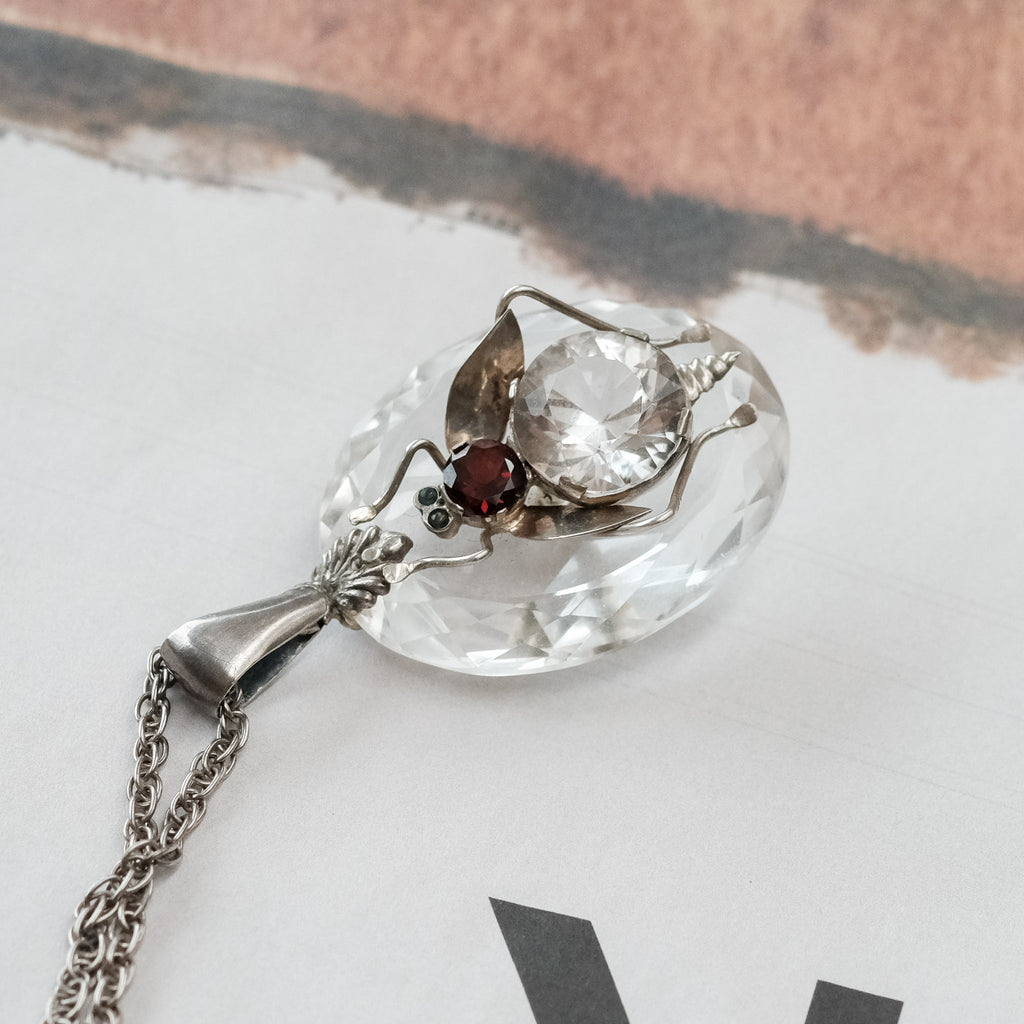 Art Deco Rock Crystal Bee Pendant - Lost Owl Jewelry