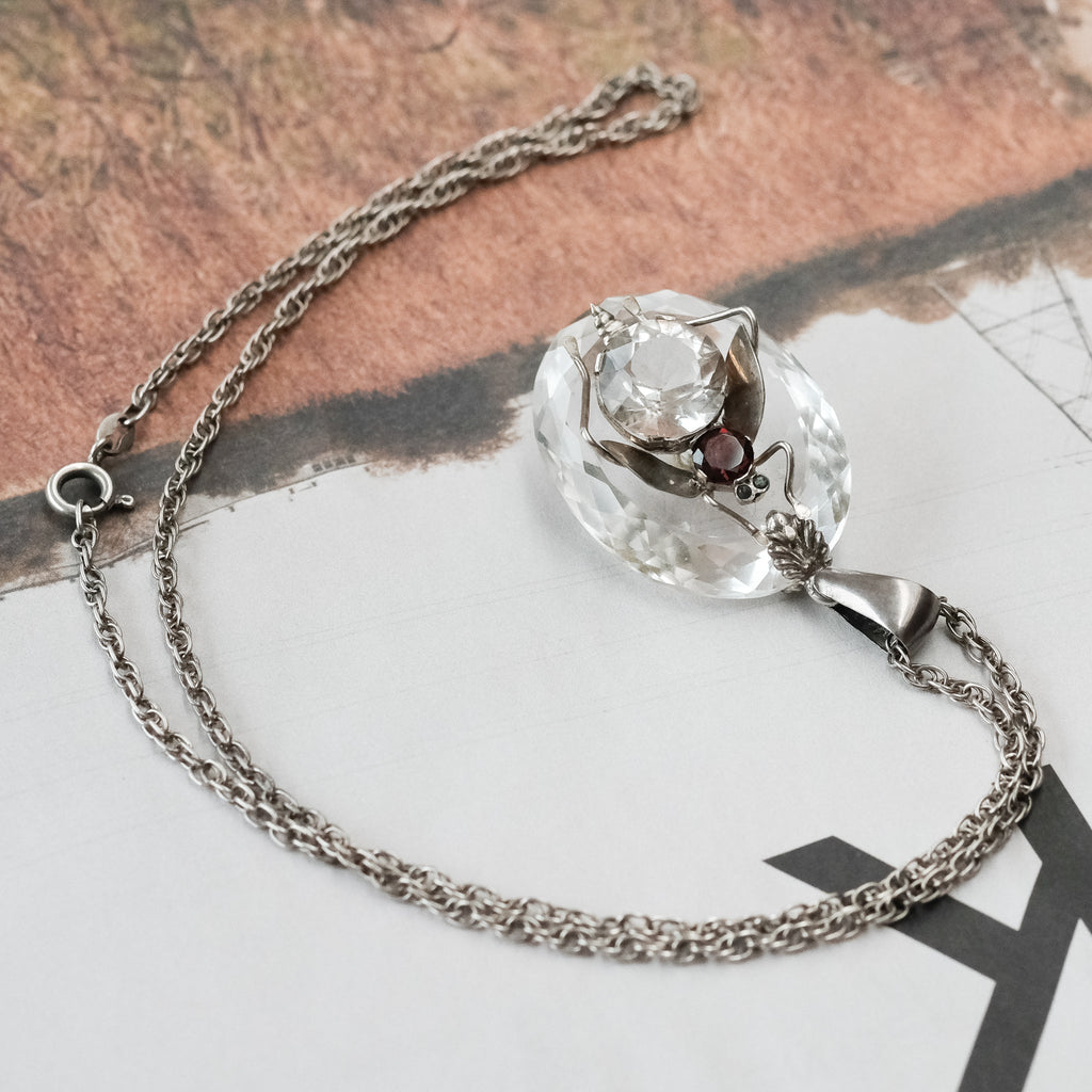 Art Deco Rock Crystal Bee Pendant - Lost Owl Jewelry