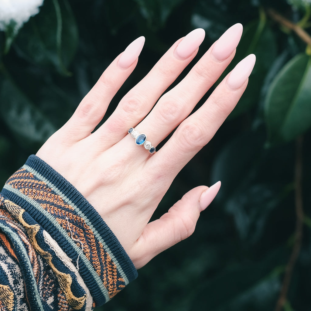 Art Deco Sapphire & Diamond Ring - Lost Owl Jewelry