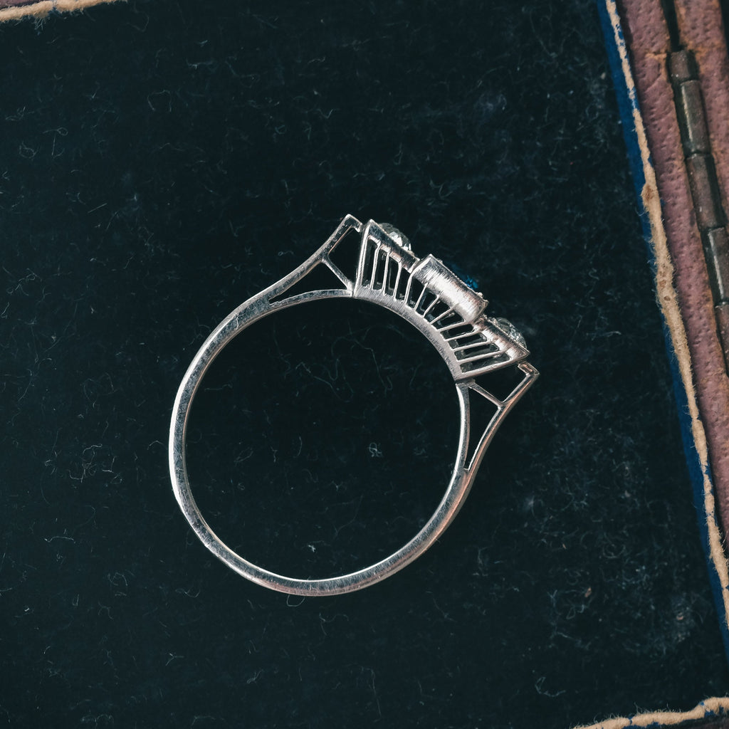 Art Deco Sapphire & Diamond Trilogy Ring - Lost Owl Jewelry