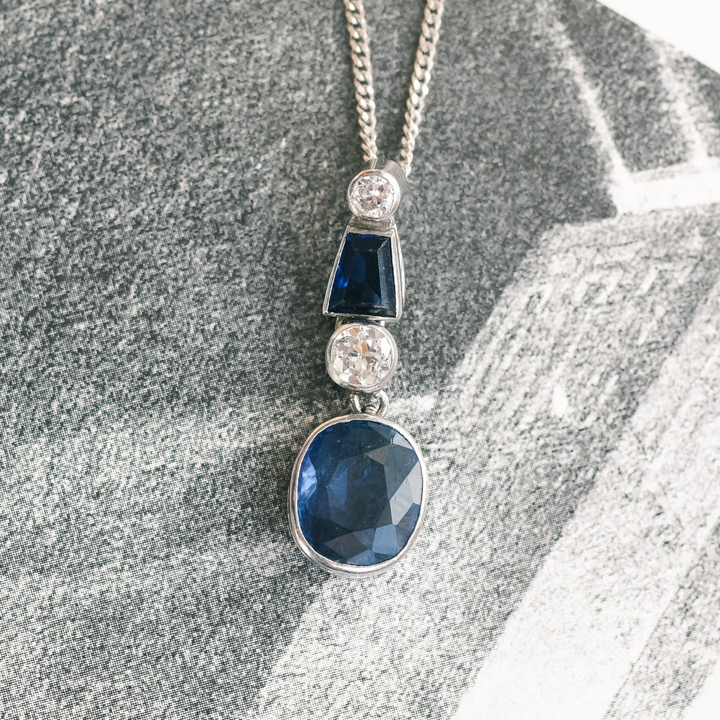 Art Deco Sapphire Pendant - Lost Owl Jewelry