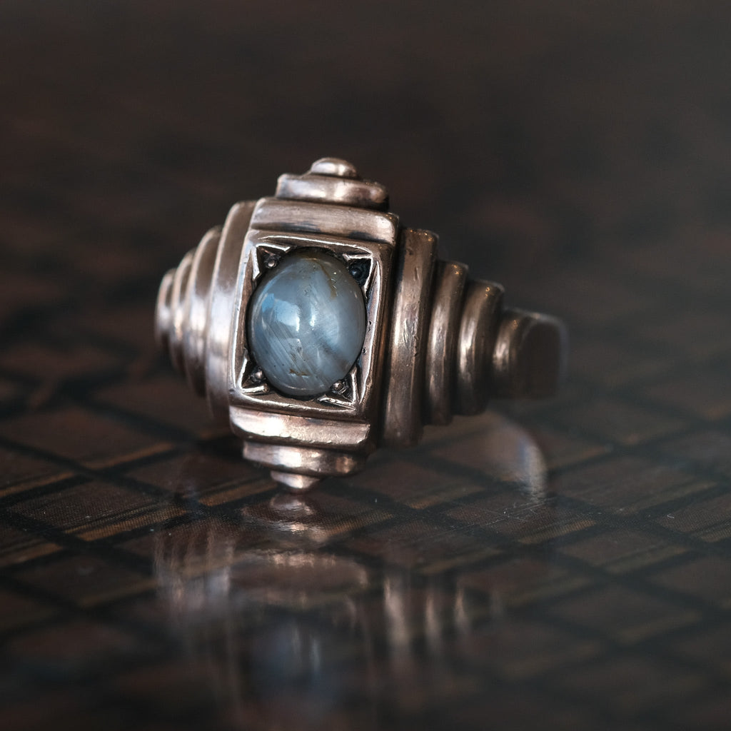 Art Deco Star Sapphire Ring - Lost Owl Jewelry