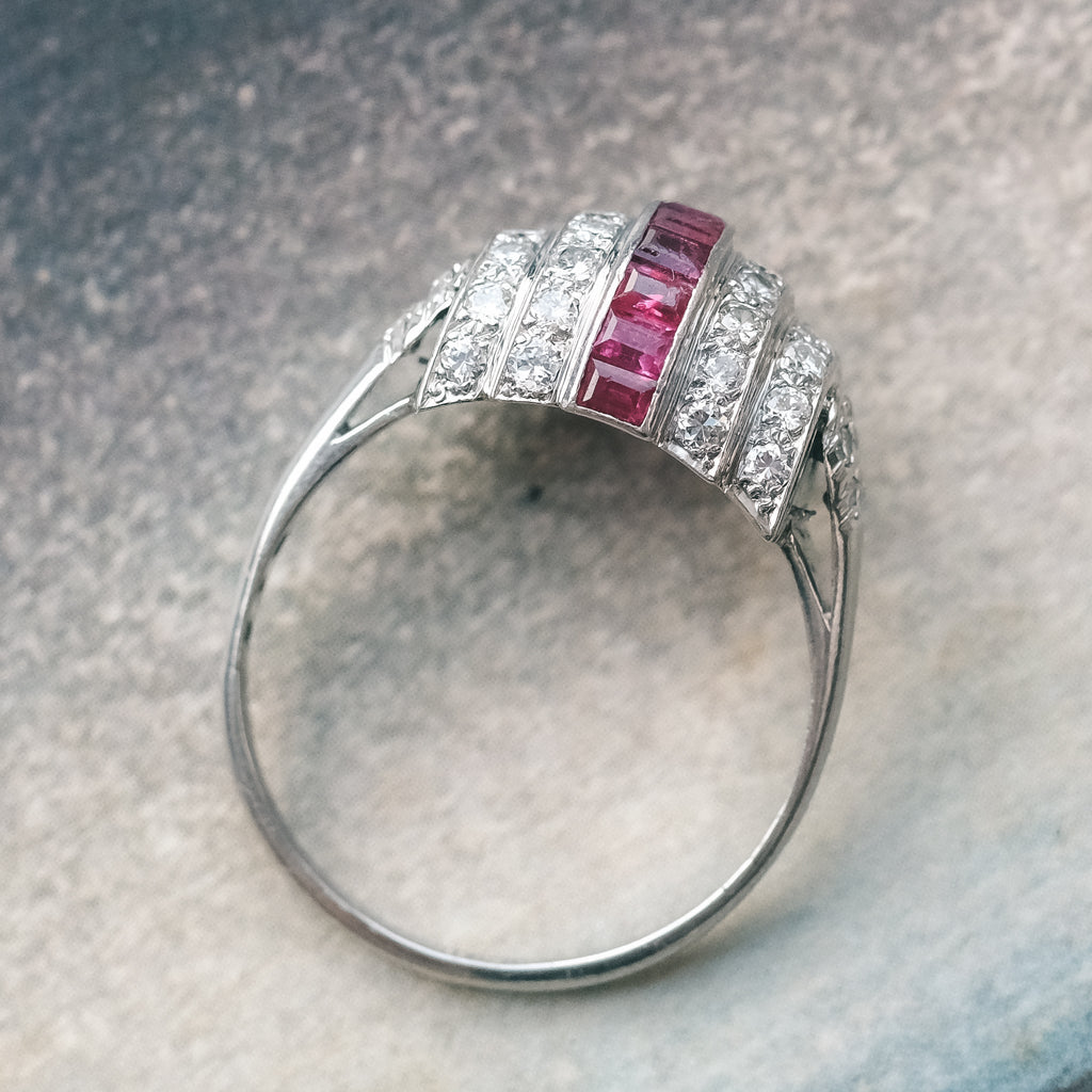 Art Deco Stepped Bombé Ring - Lost Owl Jewelry