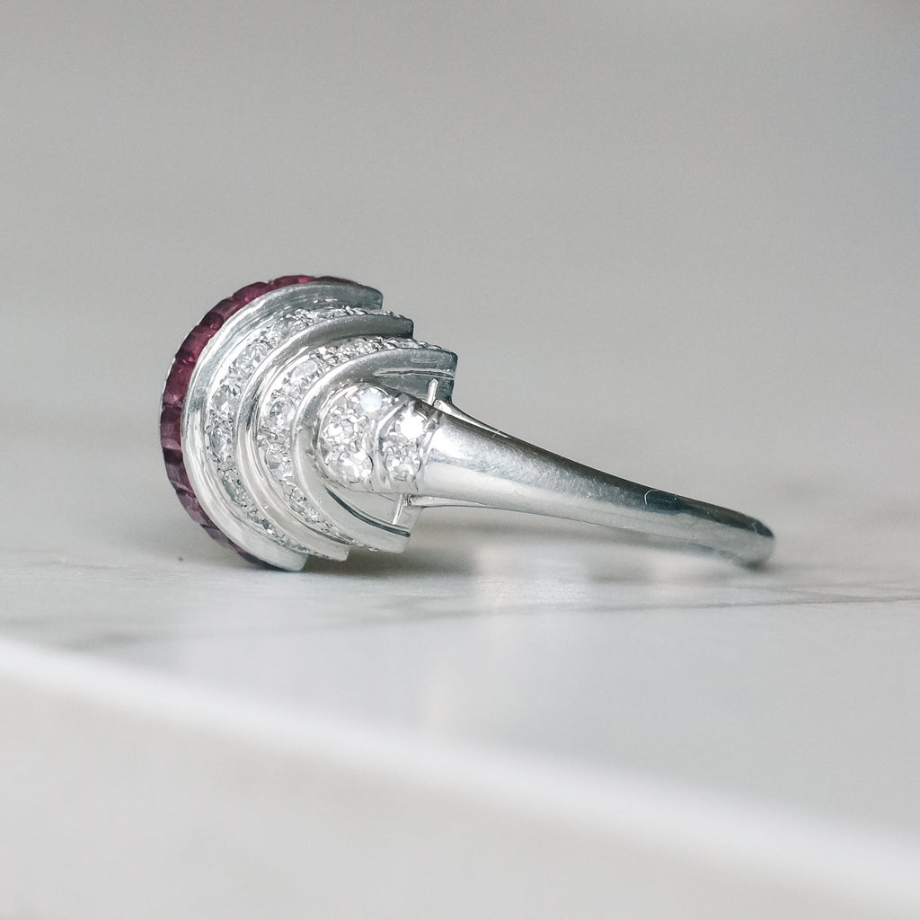 Art Deco Stepped Bombé Ring - Lost Owl Jewelry