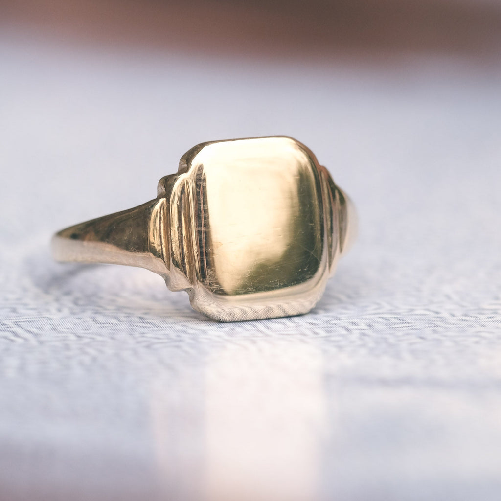 Art Deco Stepped Signet Ring - Lost Owl Jewelry