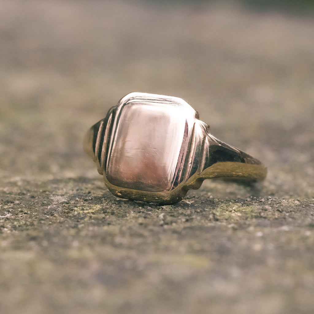 Art Deco Stepped Signet Ring - Lost Owl Jewelry