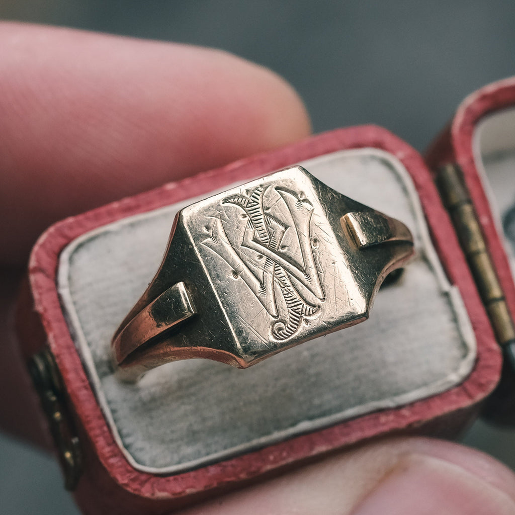 Art Deco WI Signet Ring - Lost Owl Jewelry