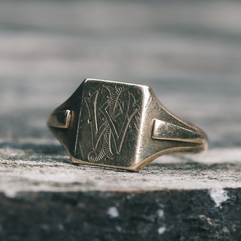 Art Deco WI Signet Ring - Lost Owl Jewelry