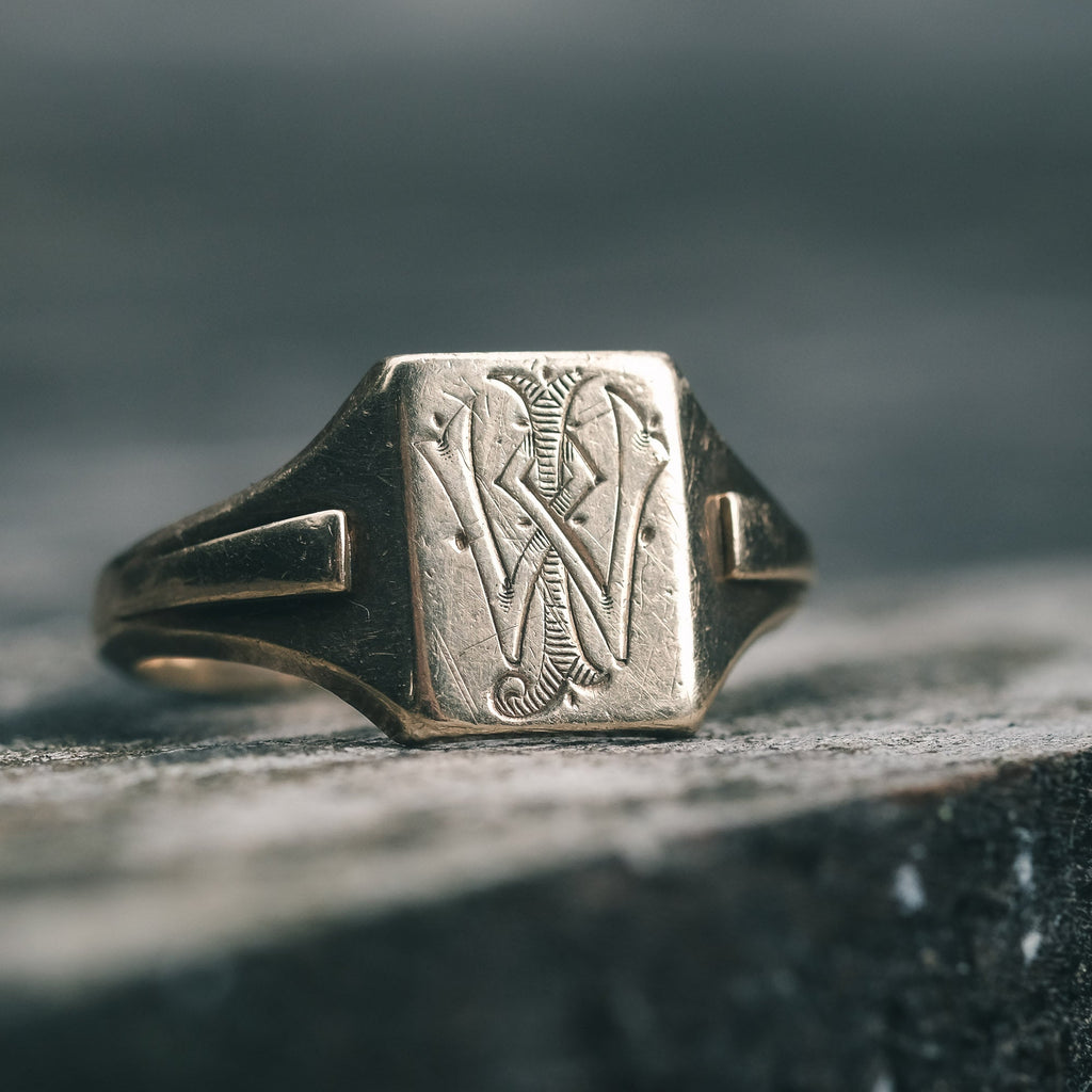 Art Deco WI Signet Ring - Lost Owl Jewelry
