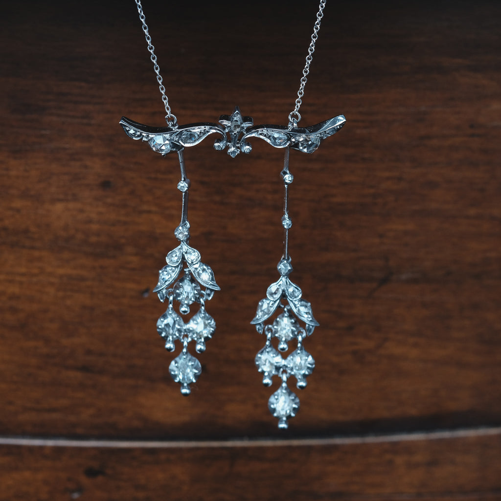 Art Nouveau Diamond Negligee Necklace - Lost Owl Jewelry