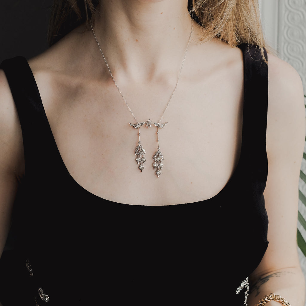 Art Nouveau Diamond Negligee Necklace - Lost Owl Jewelry