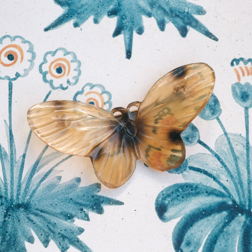 Art Nouveau Horn Moth Brooch - Lost Owl Jewelry
