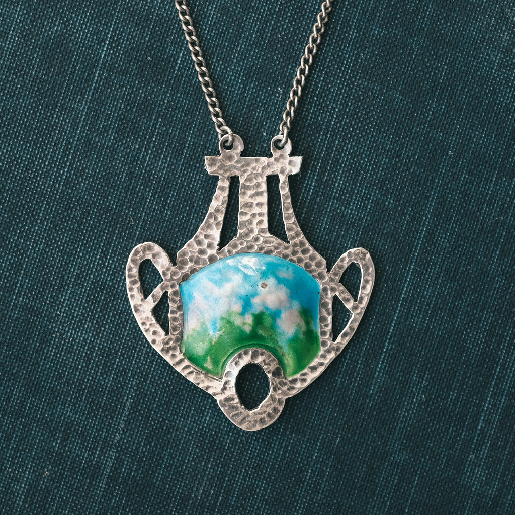 Arts & Crafts Abstract Enamel Pendant - Lost Owl Jewelry
