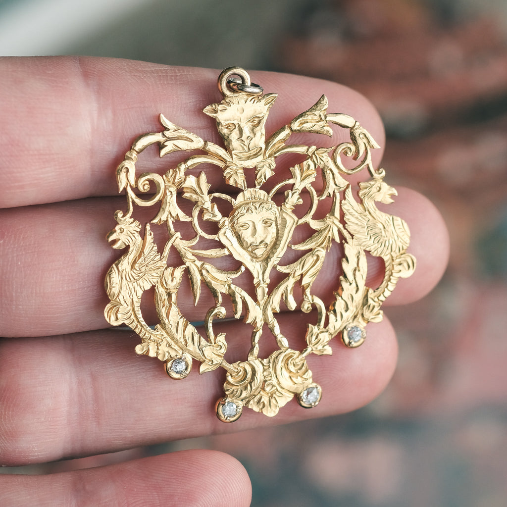 Arts & Crafts Medieval Revival Pendant - Lost Owl Jewelry