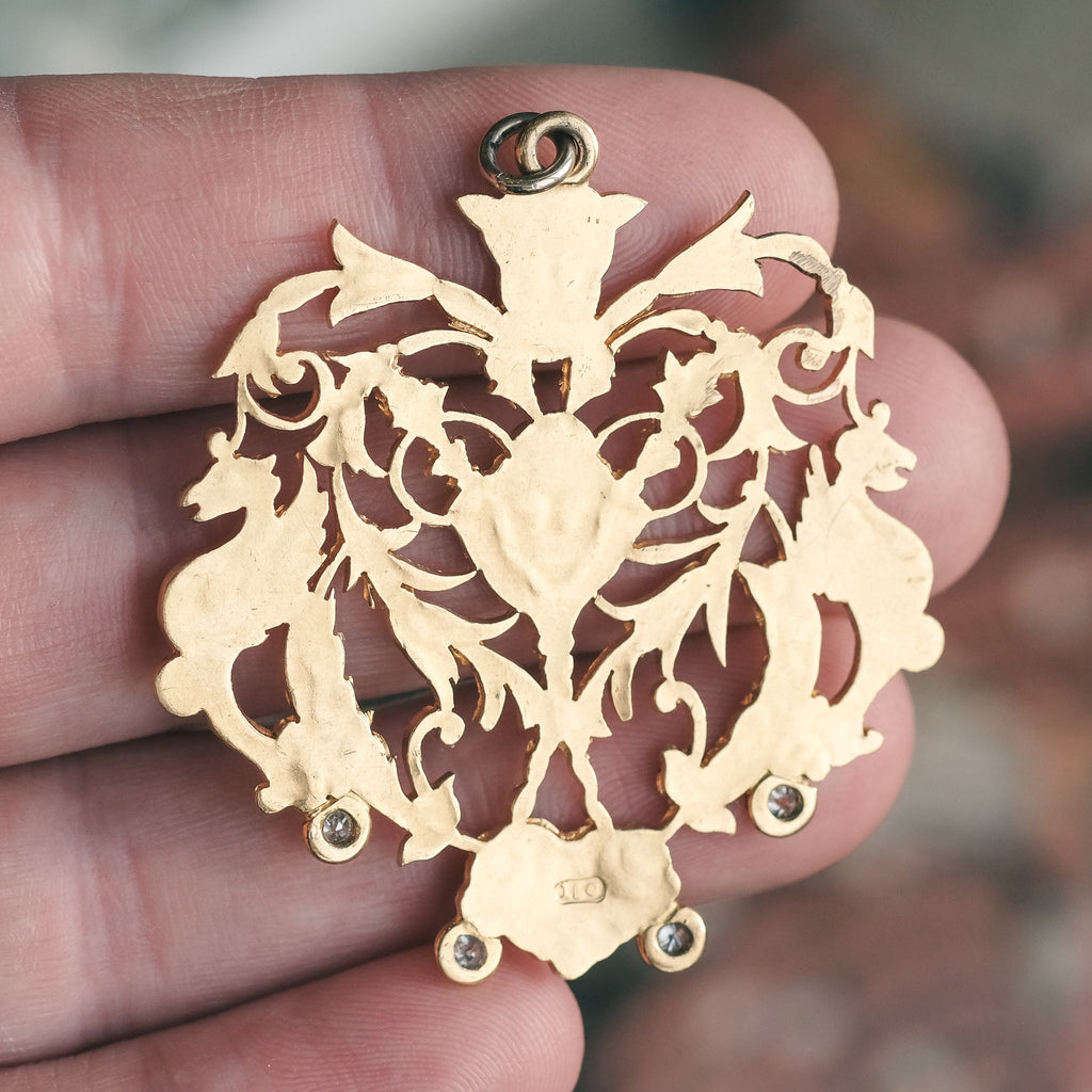 Arts & Crafts Medieval Revival Pendant - Lost Owl Jewelry