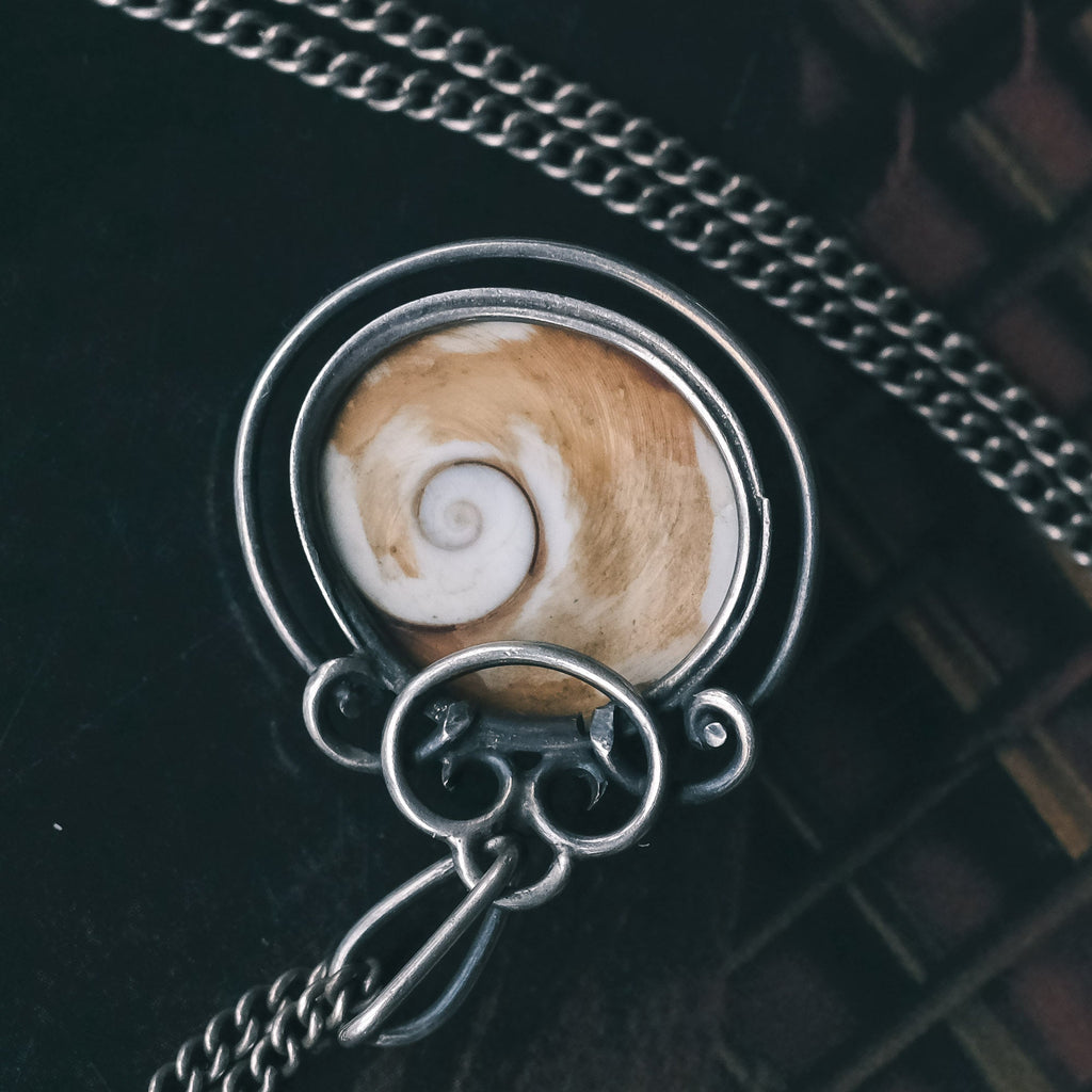 Arts & Crafts Operculum Pendant - Lost Owl Jewelry