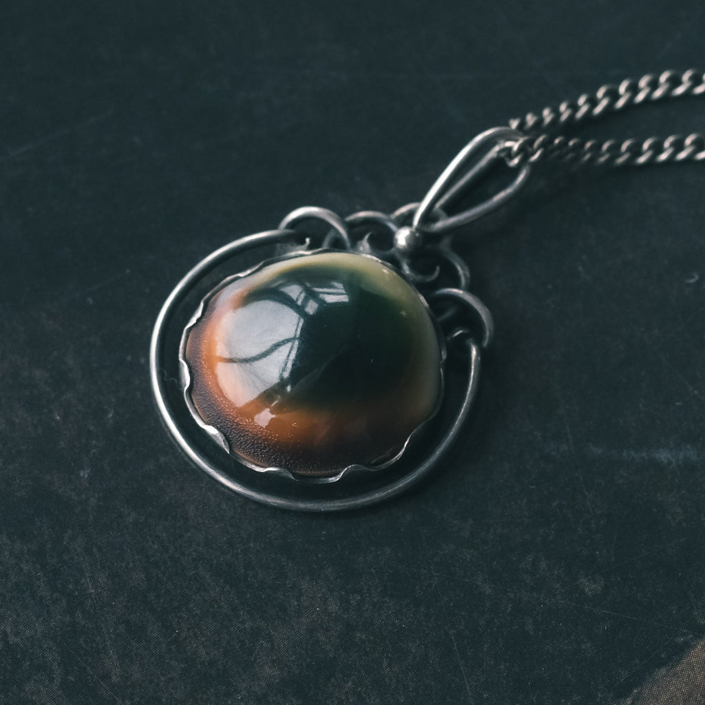 Arts & Crafts Operculum Pendant - Lost Owl Jewelry