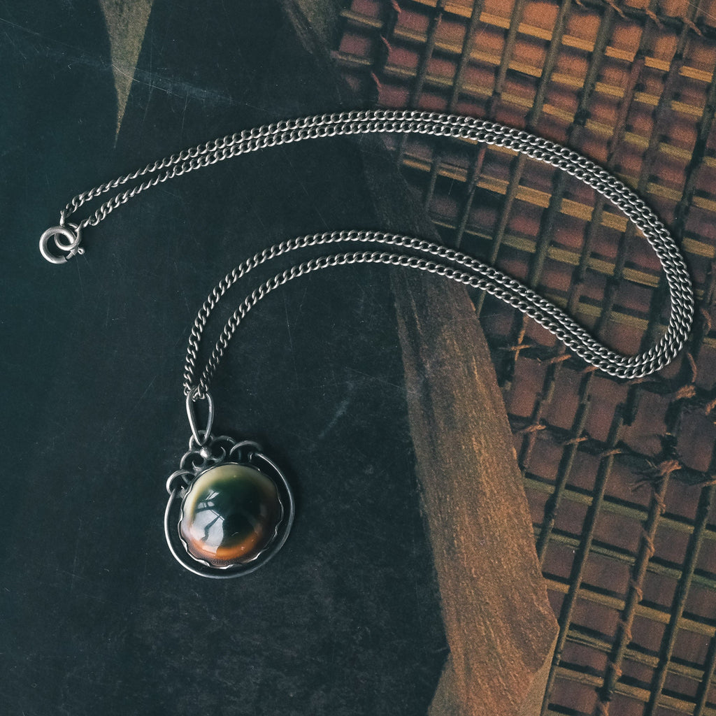 Arts & Crafts Operculum Pendant - Lost Owl Jewelry