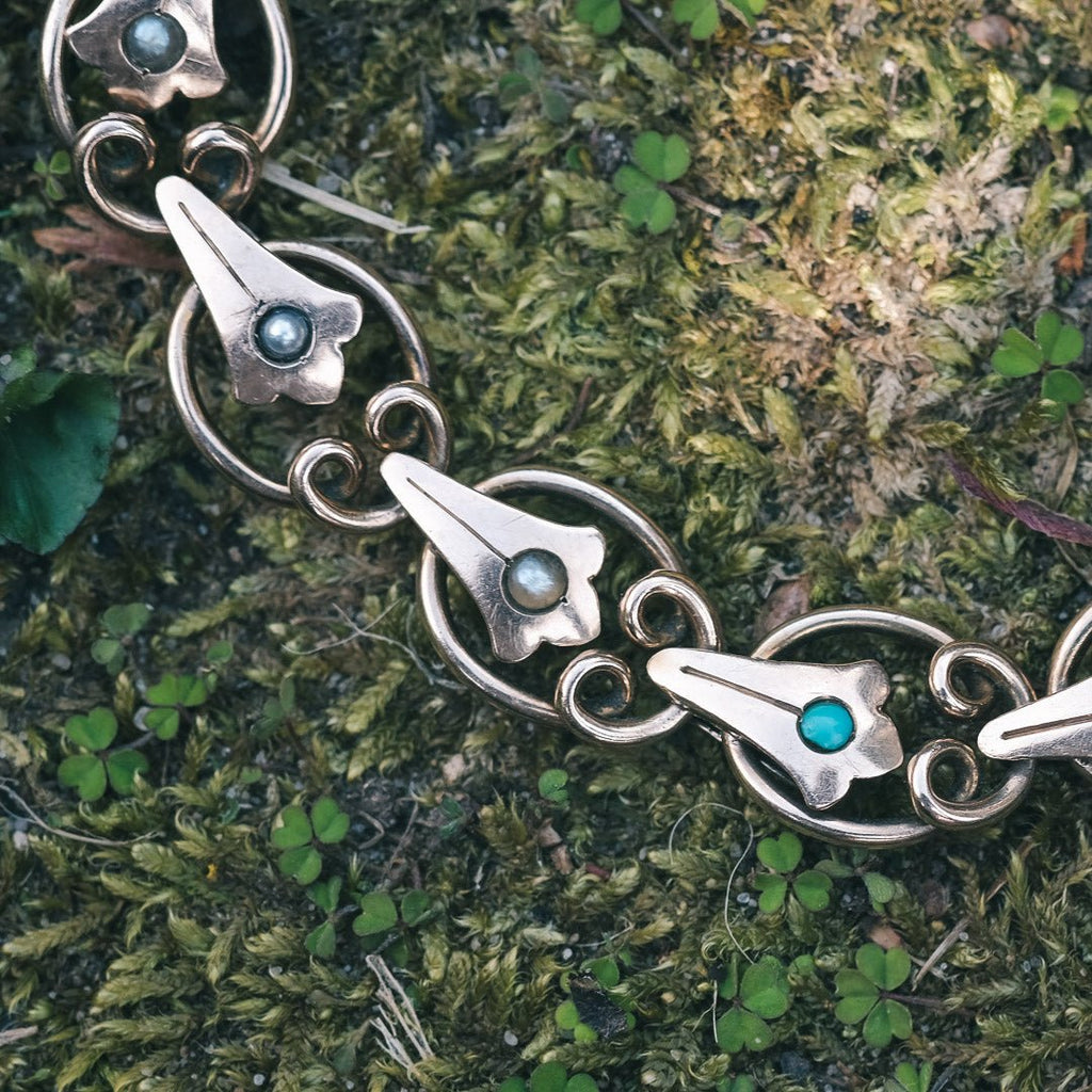 Arts & Crafts Turquoise Bracelet - Lost Owl Jewelry