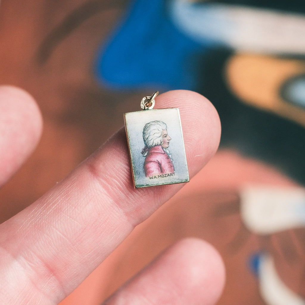 Austrian Enamel Mozart Pendant - Lost Owl Jewelry