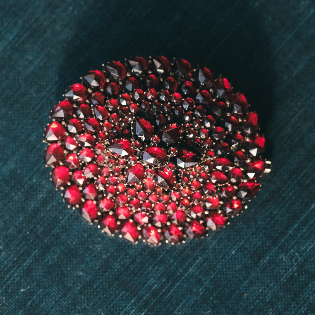 Bohemian Garnet Cluster Brooch - Lost Owl Jewelry